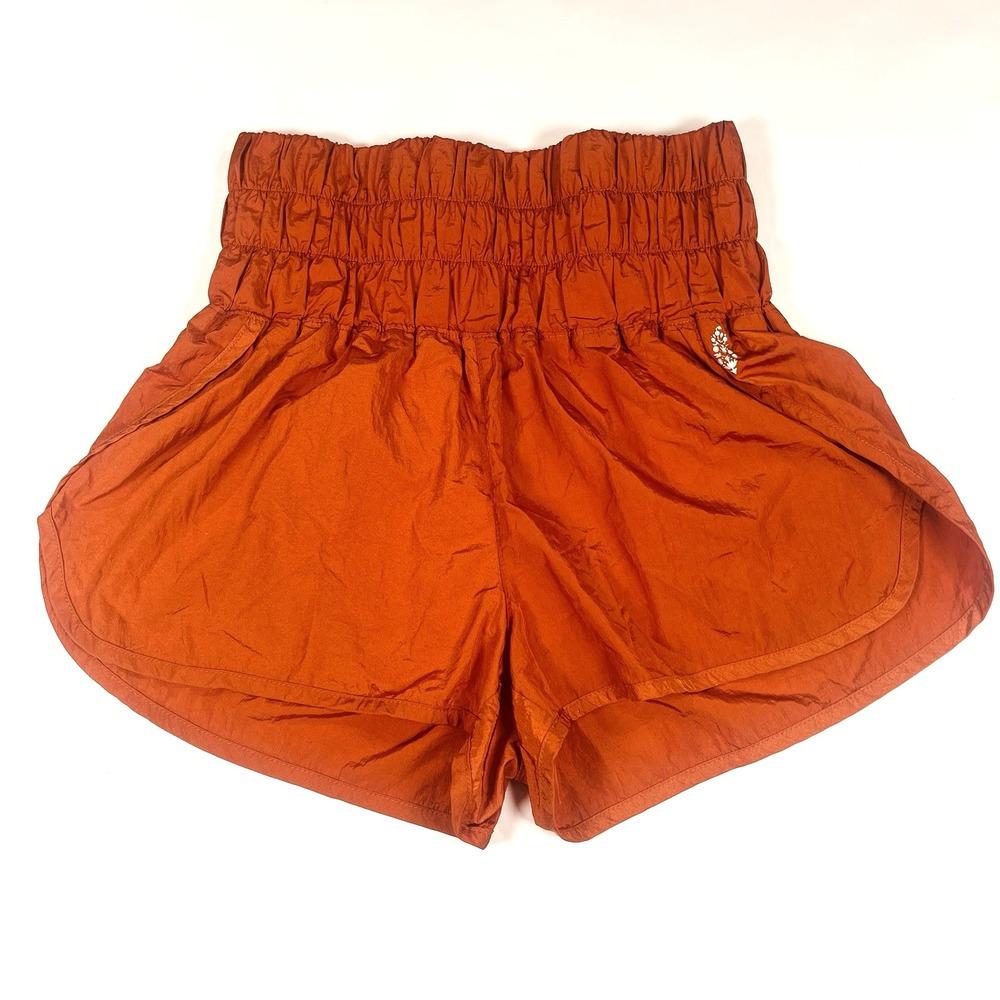 Free People‎ Movement Shorts Womens Sz S Orange The Way Home High Rise Lined FP